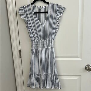 Rails Blue V-Neck Flutter Sleeve Mini Sundress